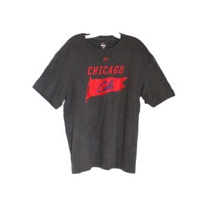 Chicago Cubs Majestic MLB Baseball T Shirt Gray Size Large